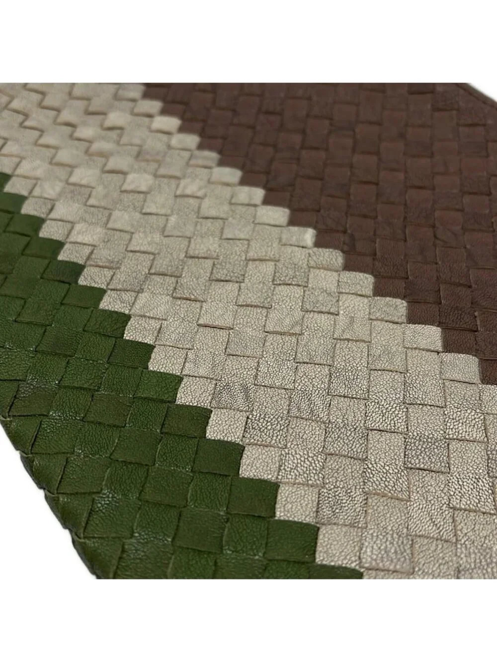 Bottega Veneta Clutch Intrecciato Dark Brown Beige Green Leather